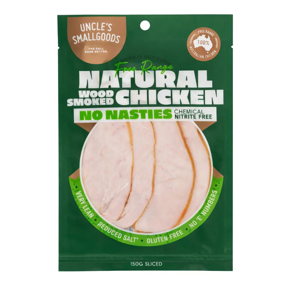 Uncles Smallgoods Natural Wood Smoked Chicken Sliced – 150g