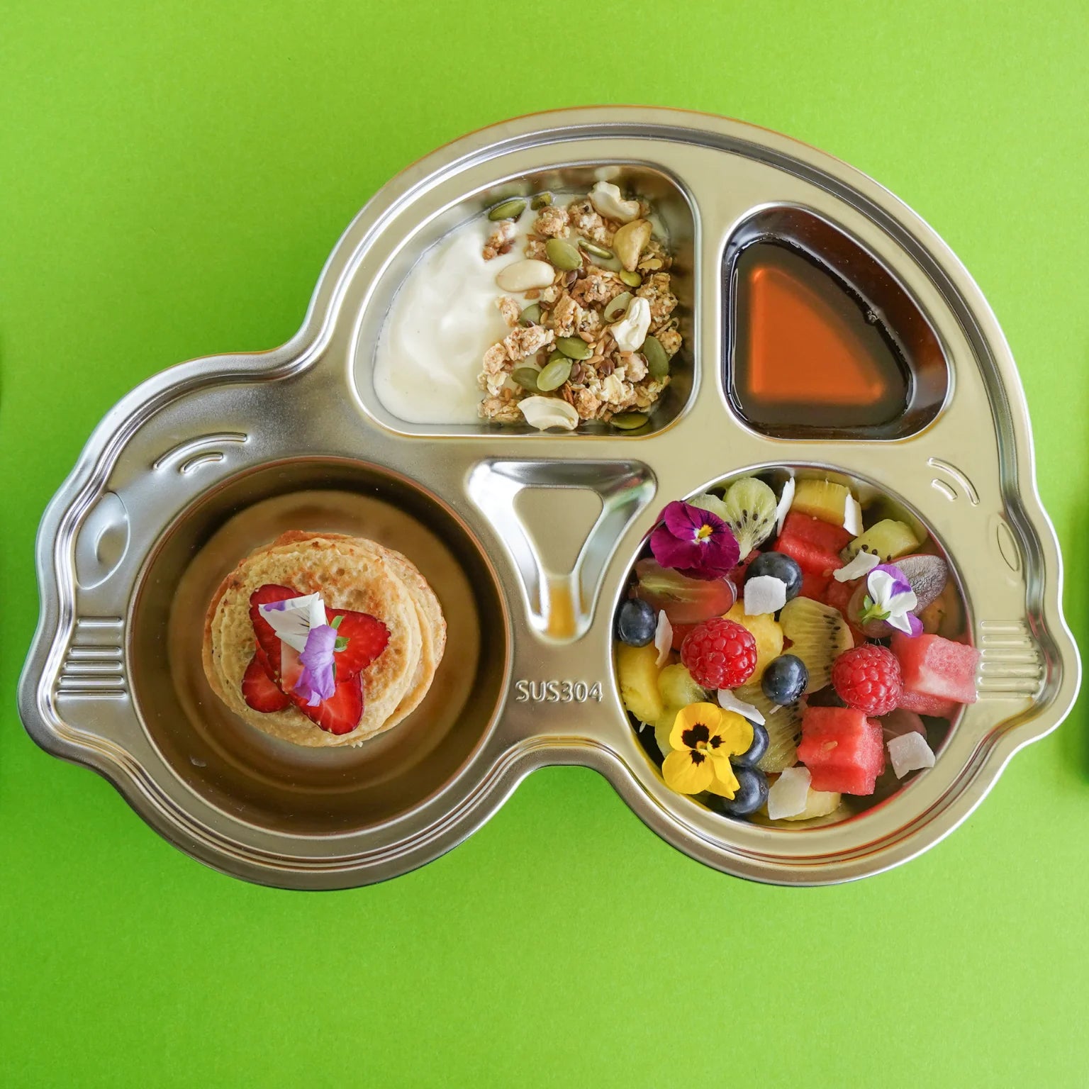 Mindful Mealtime Stainless Steel Car Section Plate