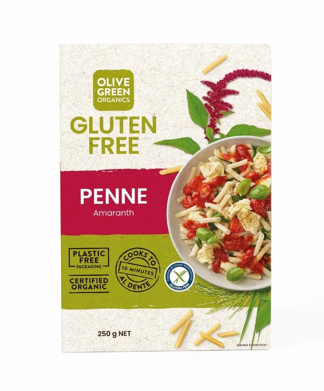 Olive Green Organics Gluten Free Pasta Amaranth Penne 250g