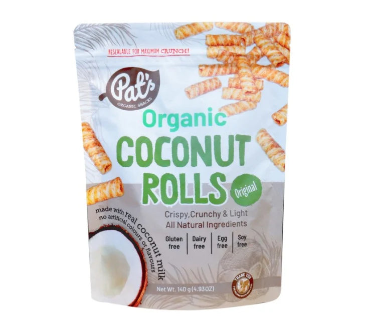 Pat's Organic Snacks Coconut Rolls Original 140g