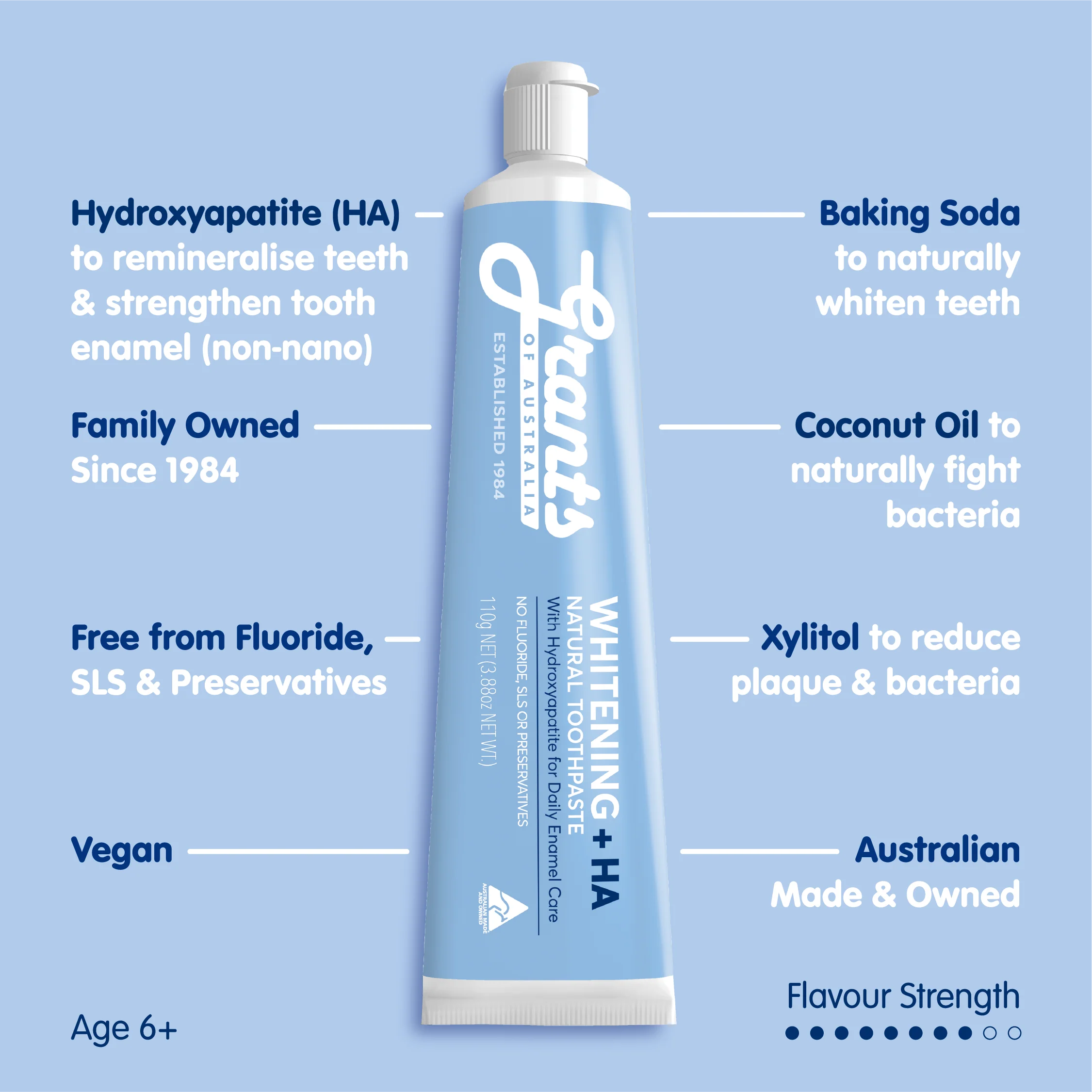 Grants Whitening +HA Natural Toothpaste 110g