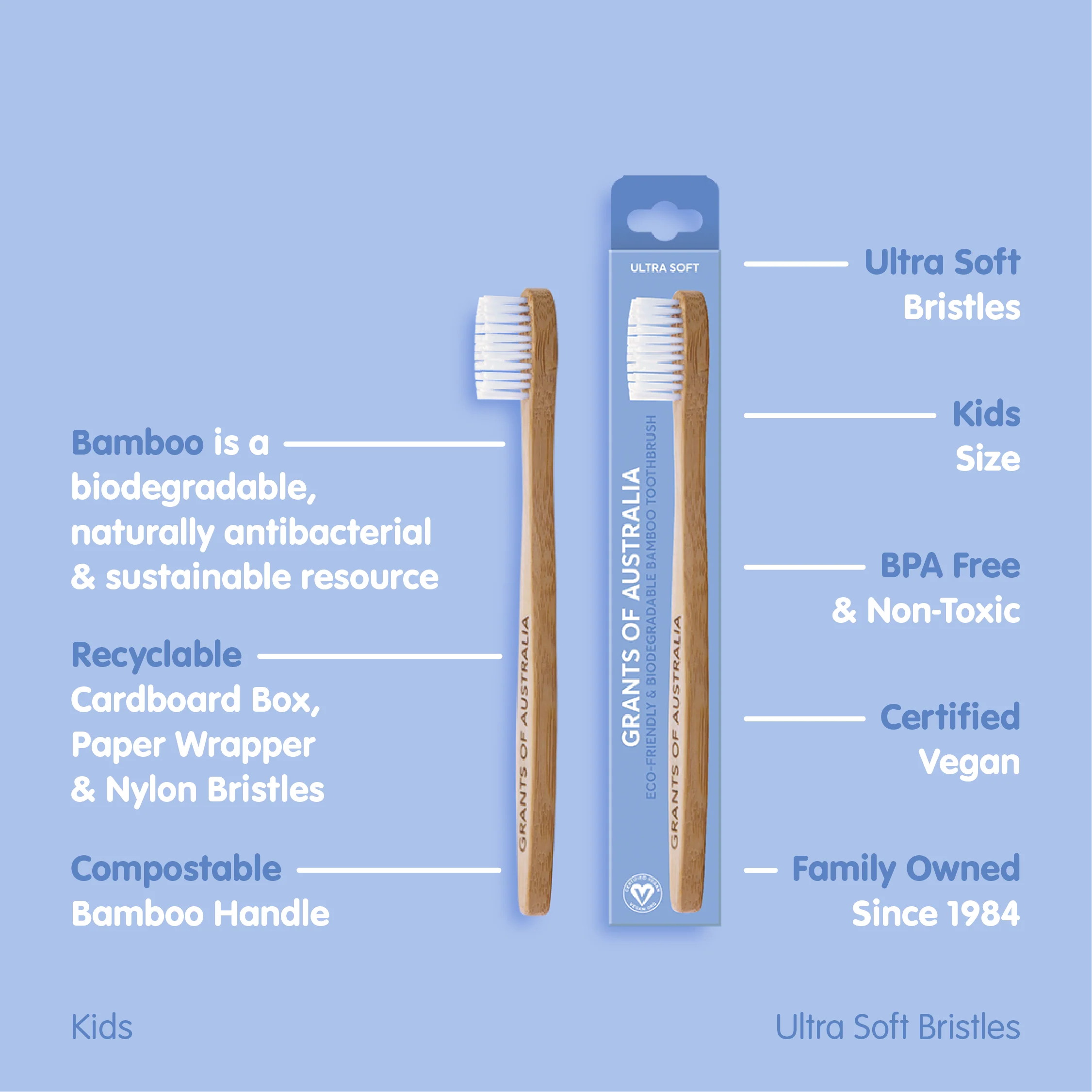 Grants Kids Bamboo Toothbrush - Ultra Soft