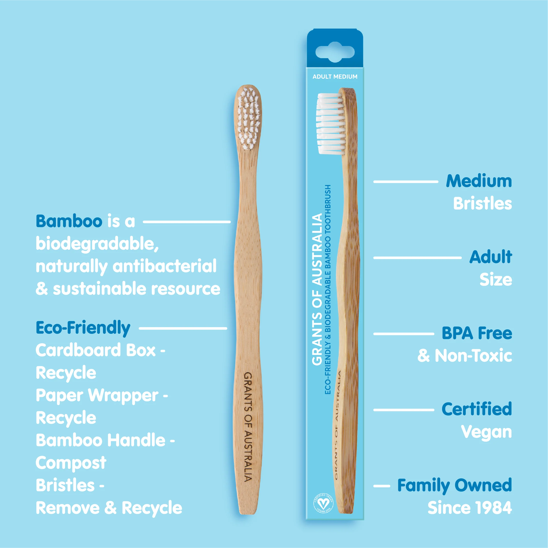 Grants Adult Bamboo Toothbrush - Medium