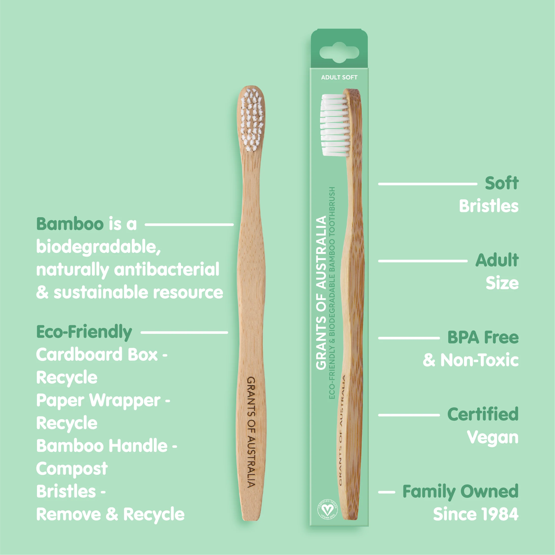 Grants Adult Bamboo Toothbrush - Soft