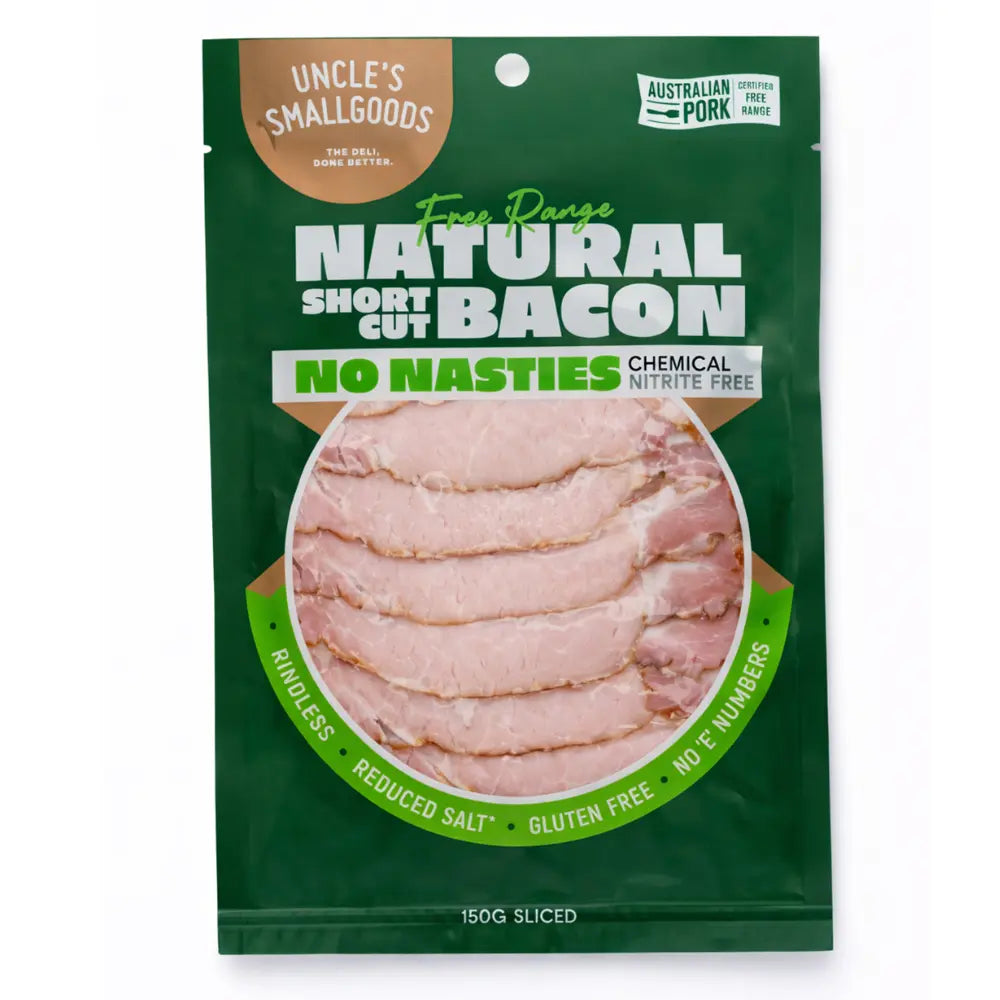 Uncles Smallgoods (Nitrite Free) Natural Short Cut Bacon 150g Sliced