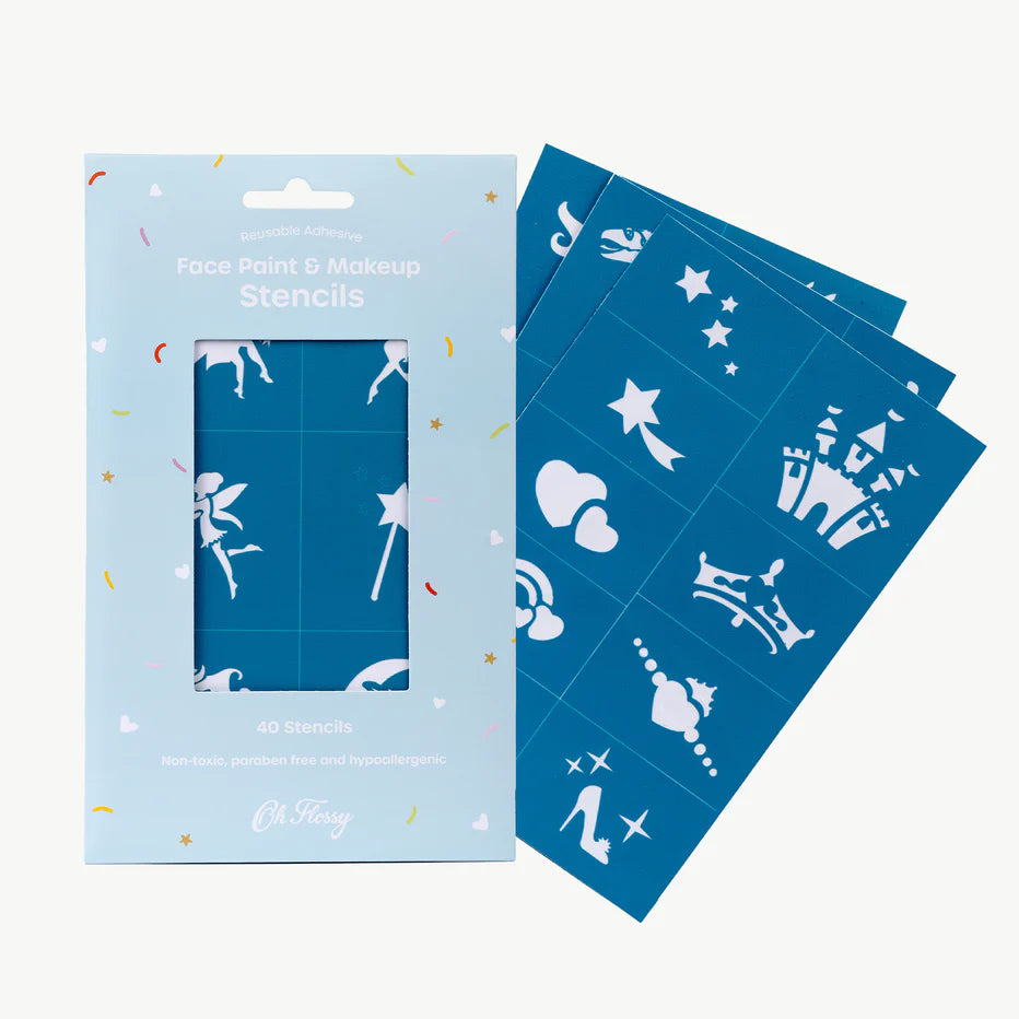 Oh Flossy Reusable Adhesive Face Paint & Makeup Stencils - Teal