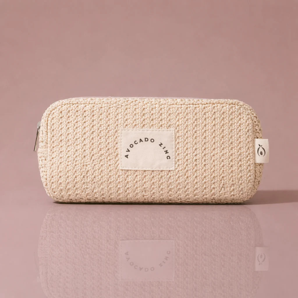 Avocado Zinc Beige Straw Pouch