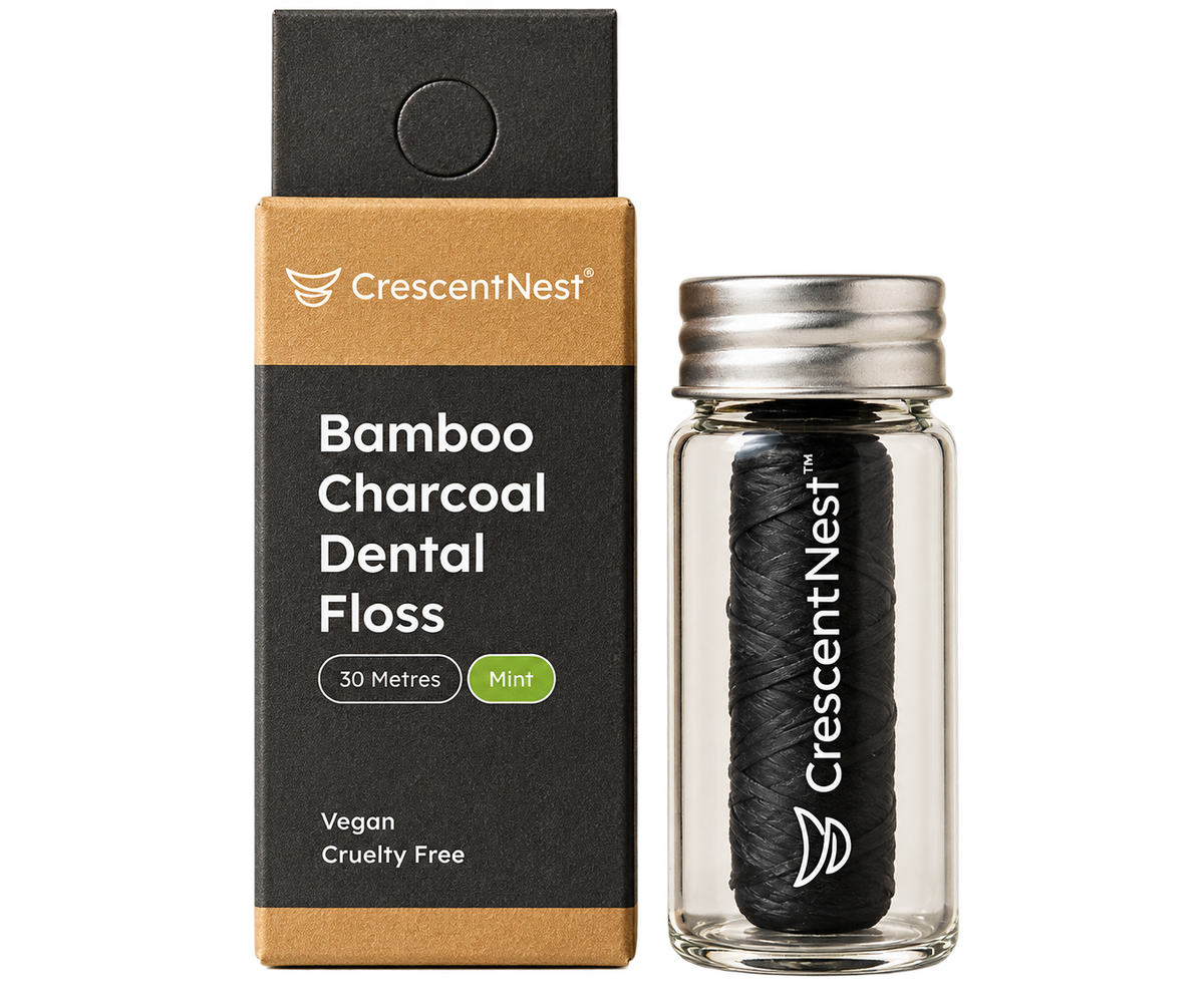 Crescent Nest Bamboo Charcoal Dental Floss Mint · 30m · Vegan