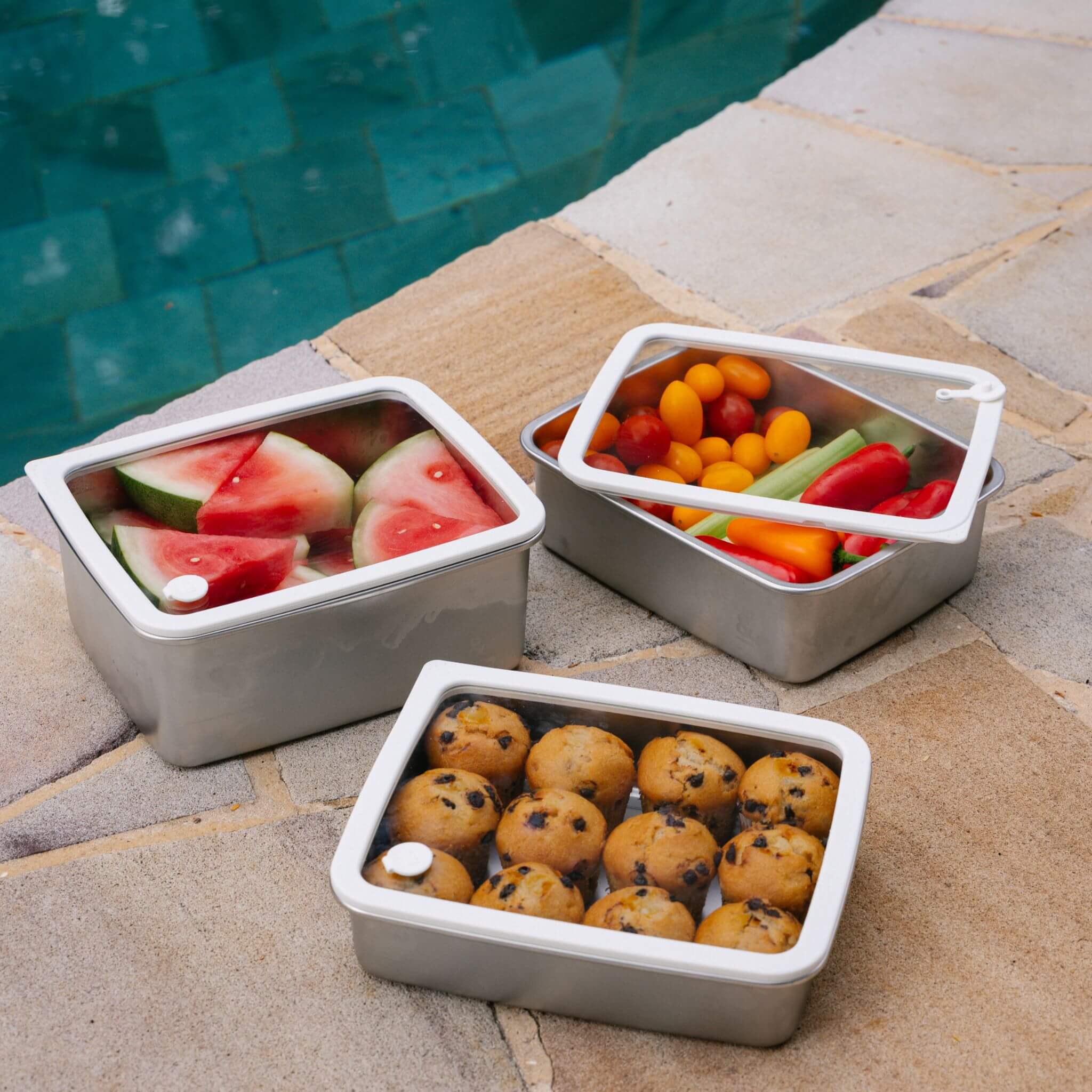 Seed & Sprout Rectangle Stainless Steel and Glass Containers 3pk